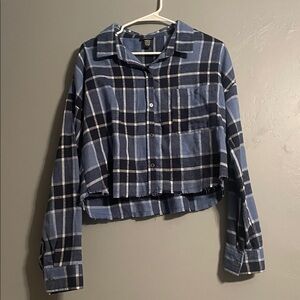 blue cropped flannel